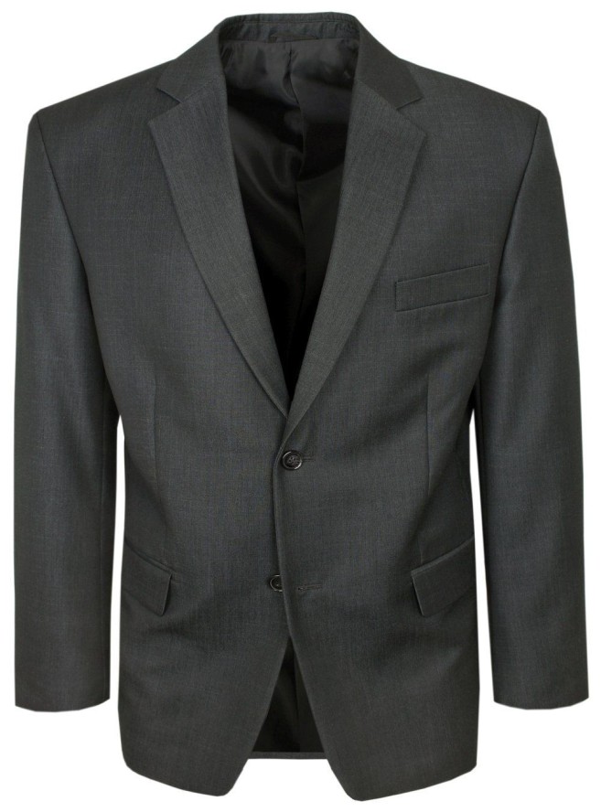 Garnitur Dwuczęściowy Grafit, Elegancki, Zapinany na Dwa Guziki, Spodnie w Kant, Ciemny Szary-CASINO