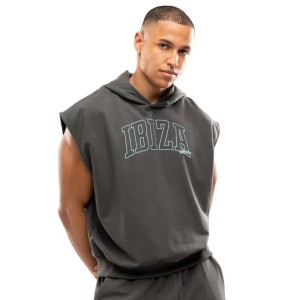 Męska bluza z kapturem bez rękawów Lifestyle Siroko IBZ Swish Gray