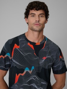 4F T-shirt regular z nadrukiem męski - czarny XL