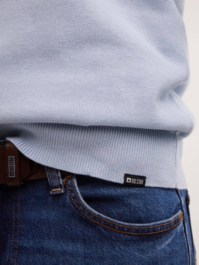 Sweter męski bawełniany z dekoltem v-neck niebieski Vassic 400