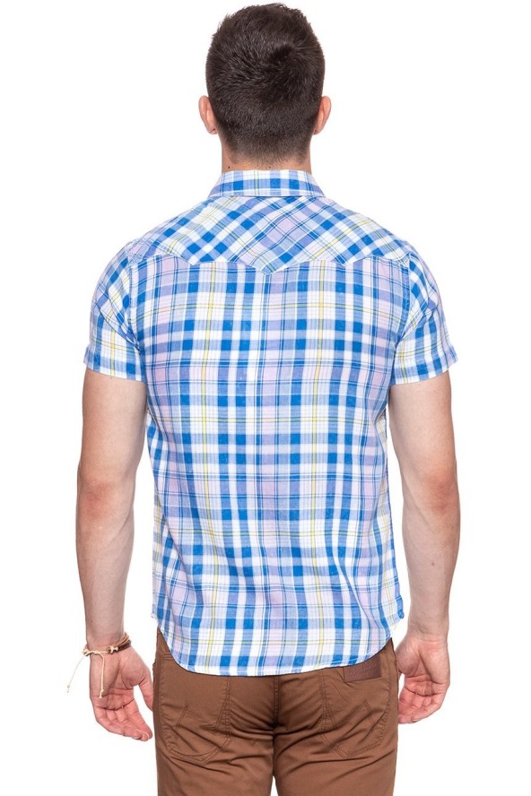 KOSZULA MĘSKA KRÓTKI RĘKAW WRANGLER SS WESTERN SHIRT TURKISH SEA W5A246D86 112130000