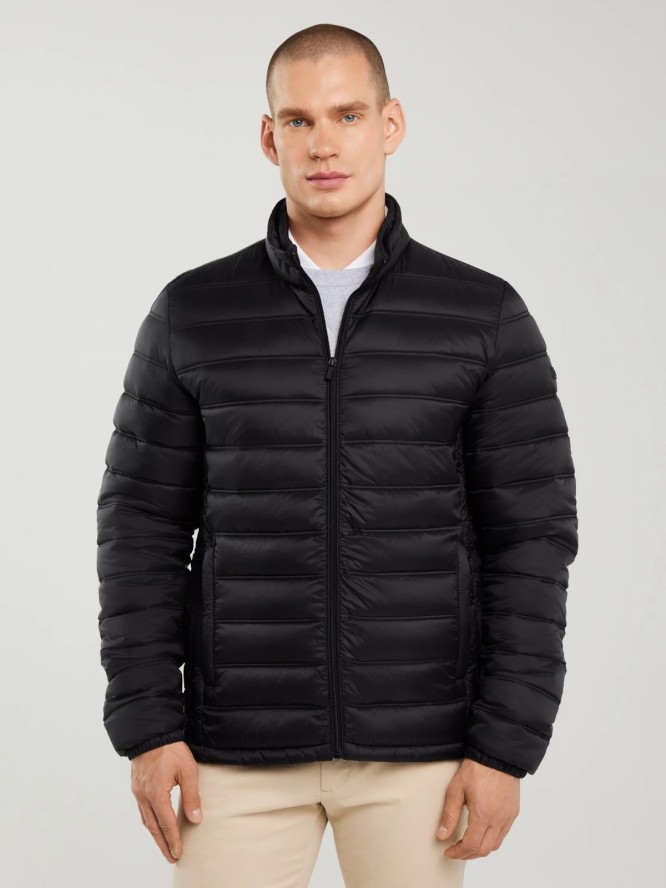 Kurtka męska pikowana z kapturem czarna Acarf 906