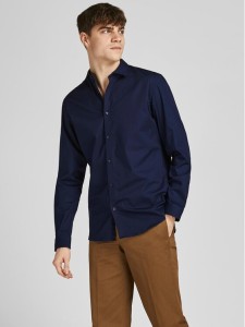 Jack & Jones Koszula 12201905 Granatowy Slim Fit
