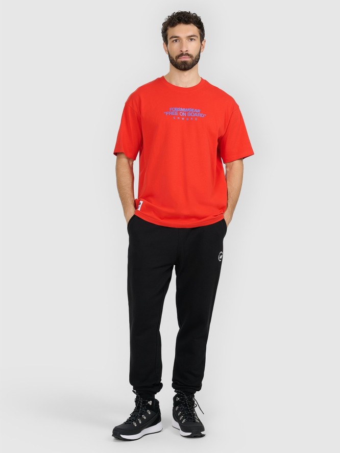 4F T-shirt loose z nadrukiem męski - czerwony L