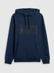 4F Bluza dresowa regular z kapturem męska - granatowa L