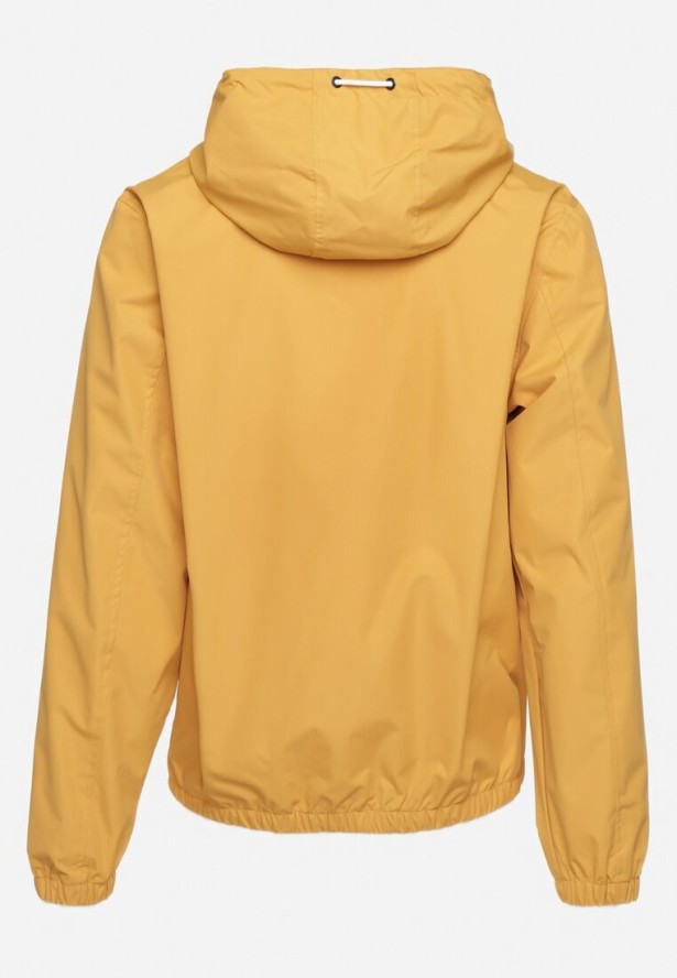 Żółta Kurtka Wiatrówka z Kapturem i Kieszeniami Maeven