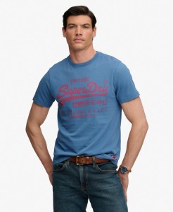 superdry Vintage Logo Classic T-shirt z bawełny organicznej – Wedgewood Blue