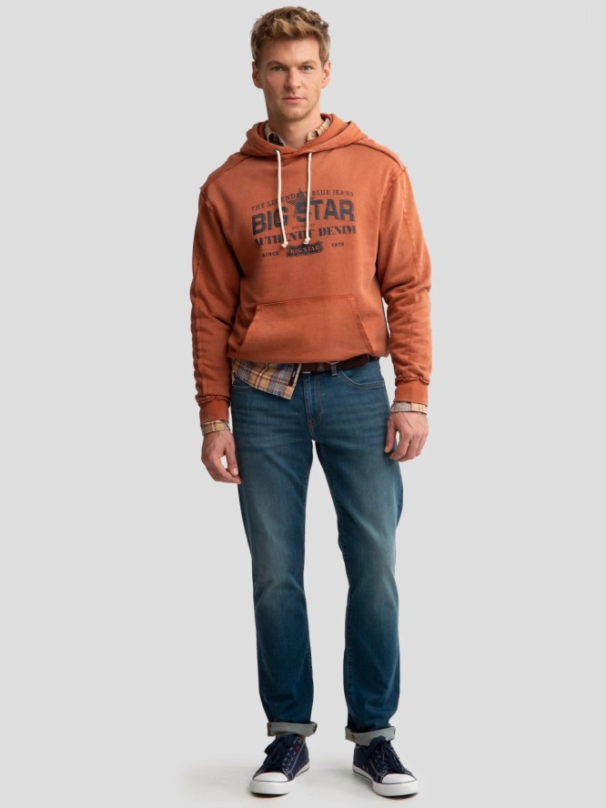 Jeansy męskie dopasowane z przetarciami granatowe Terry 443