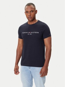 Tommy Hilfiger T-Shirt Core Logo Tee MW0MW11465 Granatowy Slim Fit
