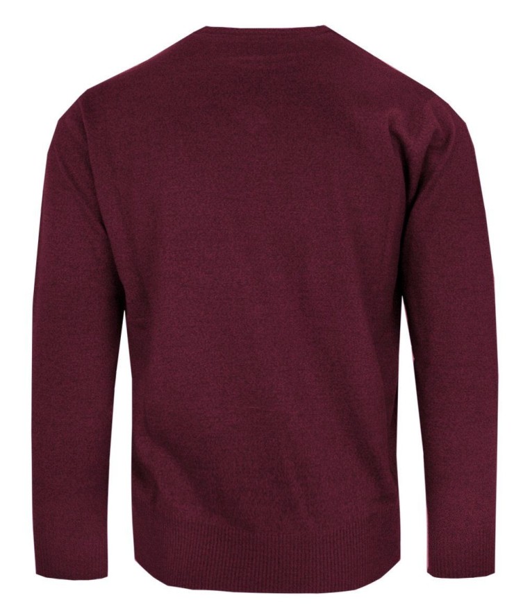 Sweter Męski Wełniany - Dekolt w Serek - Pako Jeans - Bordowy