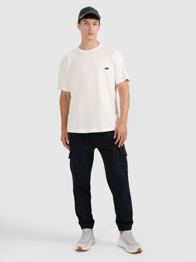 4F T-shirt oversize gładki męski - biały L