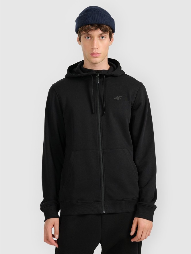 4F Bluza dresowa rozpinana z kapturem męska - czarna L