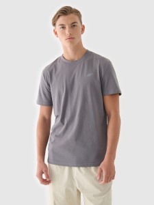4F T-shirt regular gładki męski - szary S