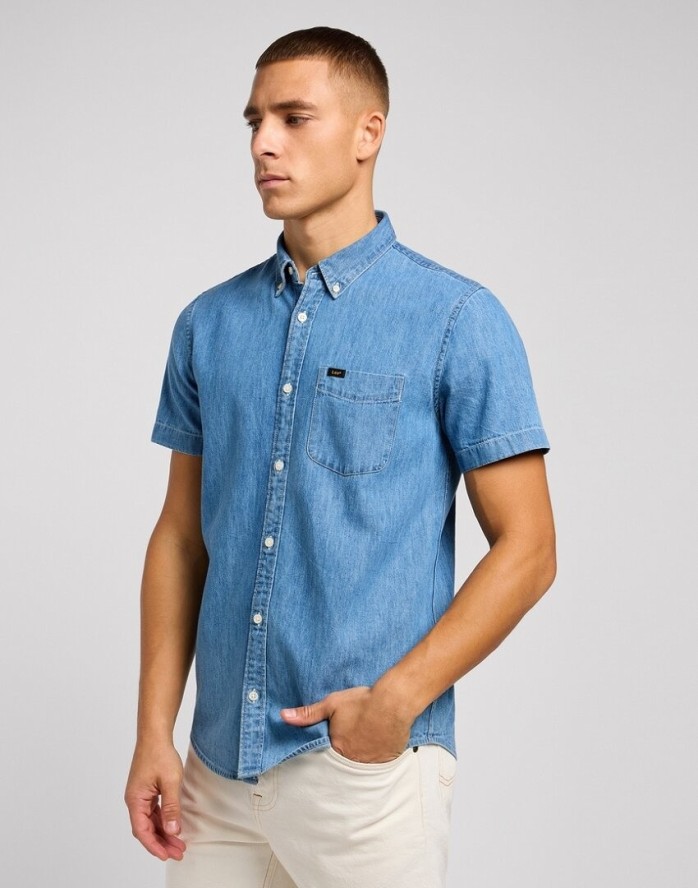 LEE BUTTON DOWN SS MĘSKA KOSZULA SHASTA BLUE 112349963 L886015637