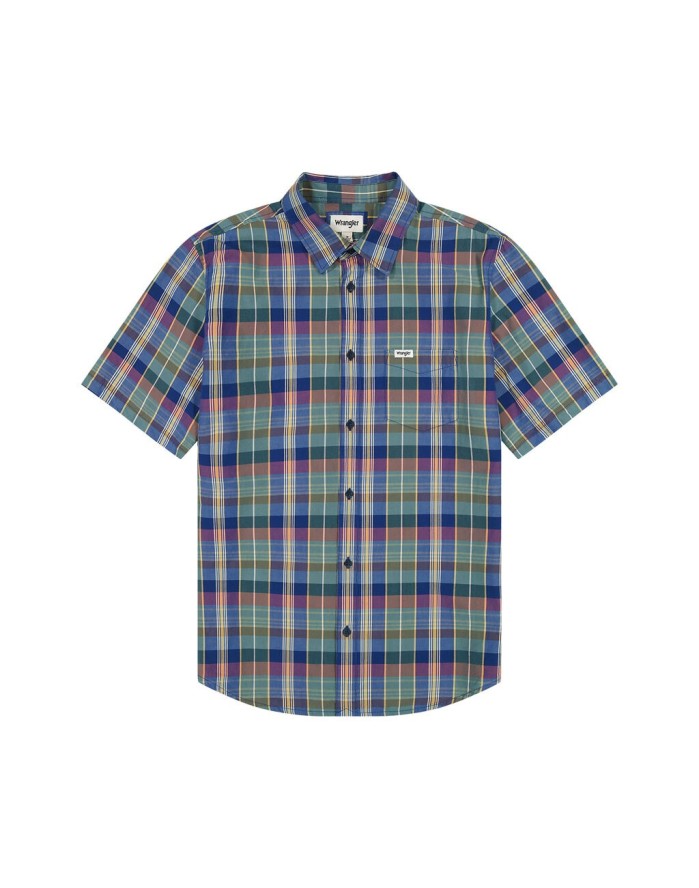 WRANGLER SS 1 PKT SHIRT MĘSKA KOSZULA W KRATĘ KRATA BLUE MADARAS 112350503 W5K0016831