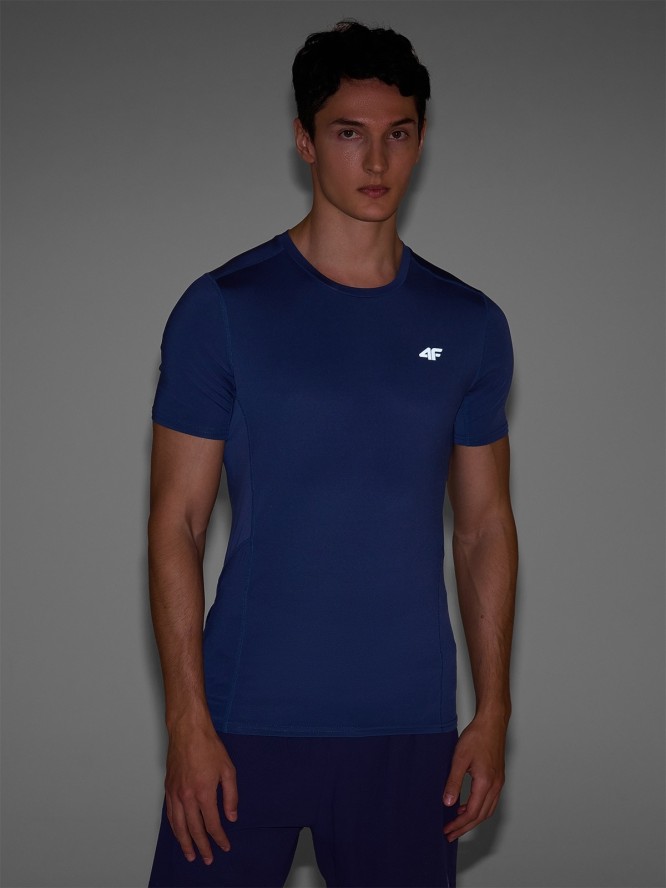 4F Koszulka do biegania slim szybkoschnąca męska - granatowa XXL