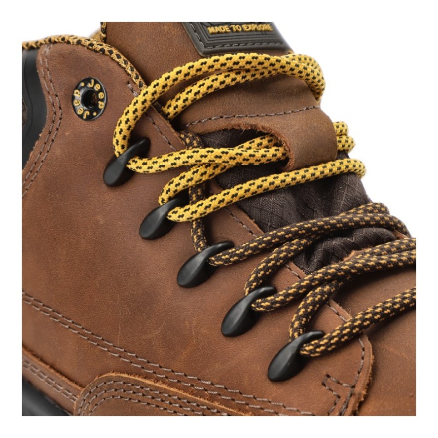 Brązowe Botki Jeep Skórzane Obuwie Męskie