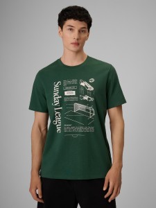 4F T-shirt regular z nadrukiem męski - zielony L