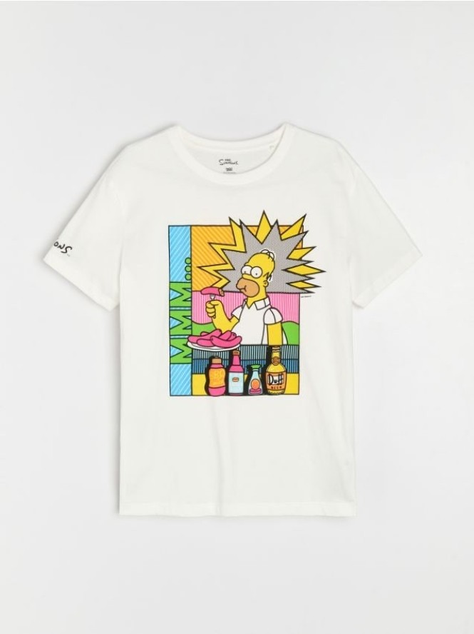 Bawełniana koszulka z nadrukiem The Simpsons - kremowy