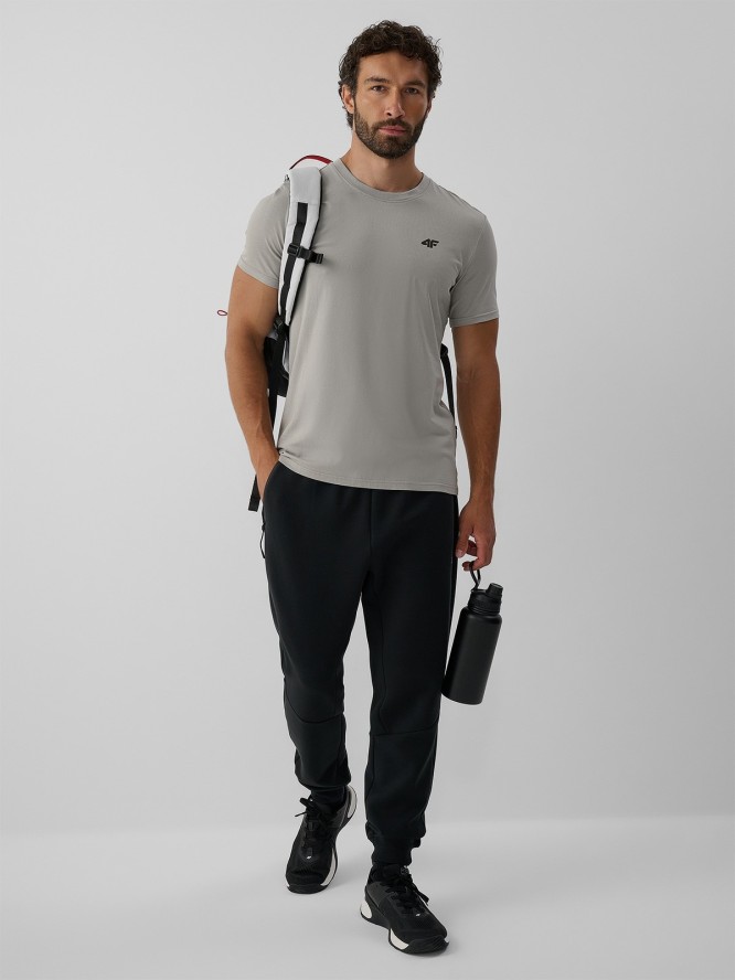 4F T-shirt slim gładki męski - szary S
