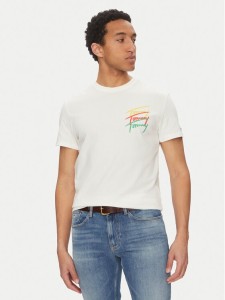 Tommy Jeans T-Shirt Twisted Signature DM0DM20771 Biały Regular Fit