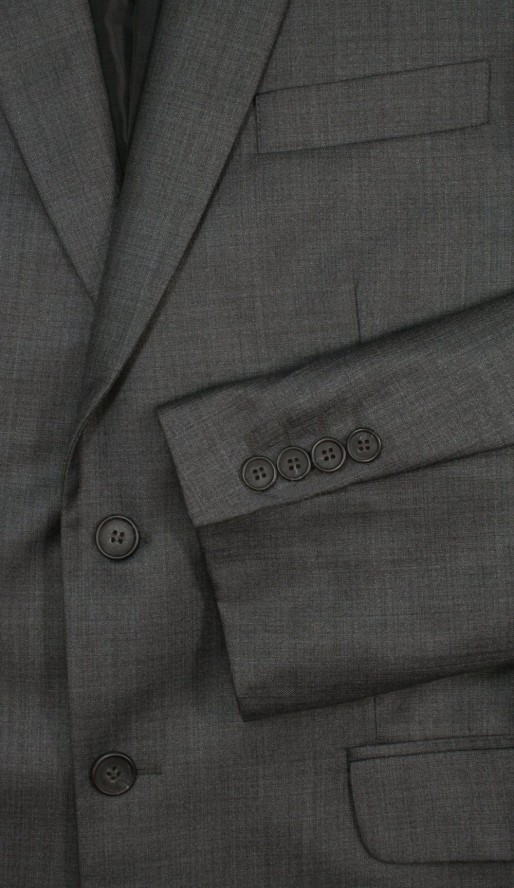 Garnitur Dwuczęściowy Grafitowy Elegancki, Zapinany na Dwa Guziki, Spodnie w Kant -CASINO