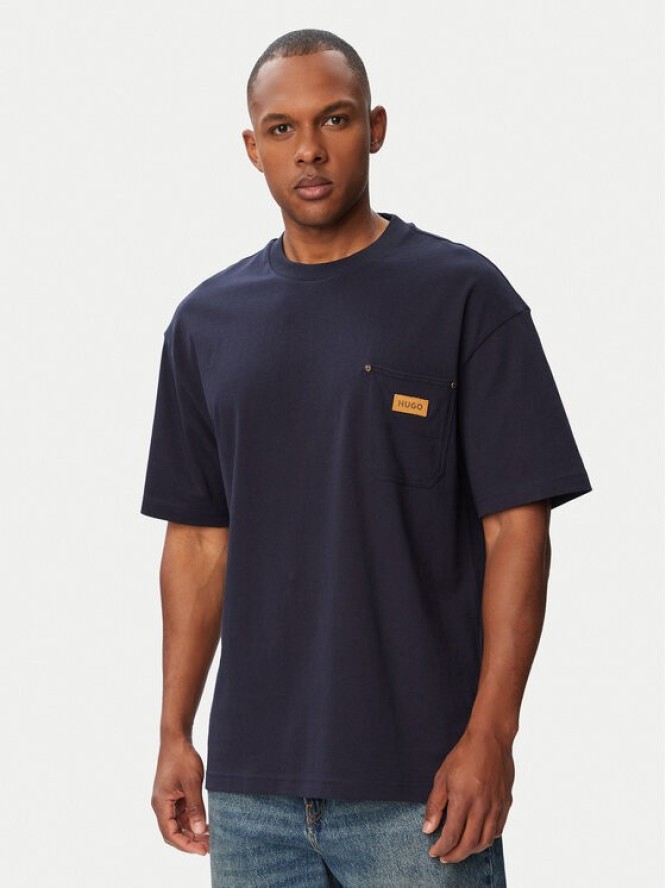 HUGO T-Shirt Nevado 50564045 Granatowy Loose Fit