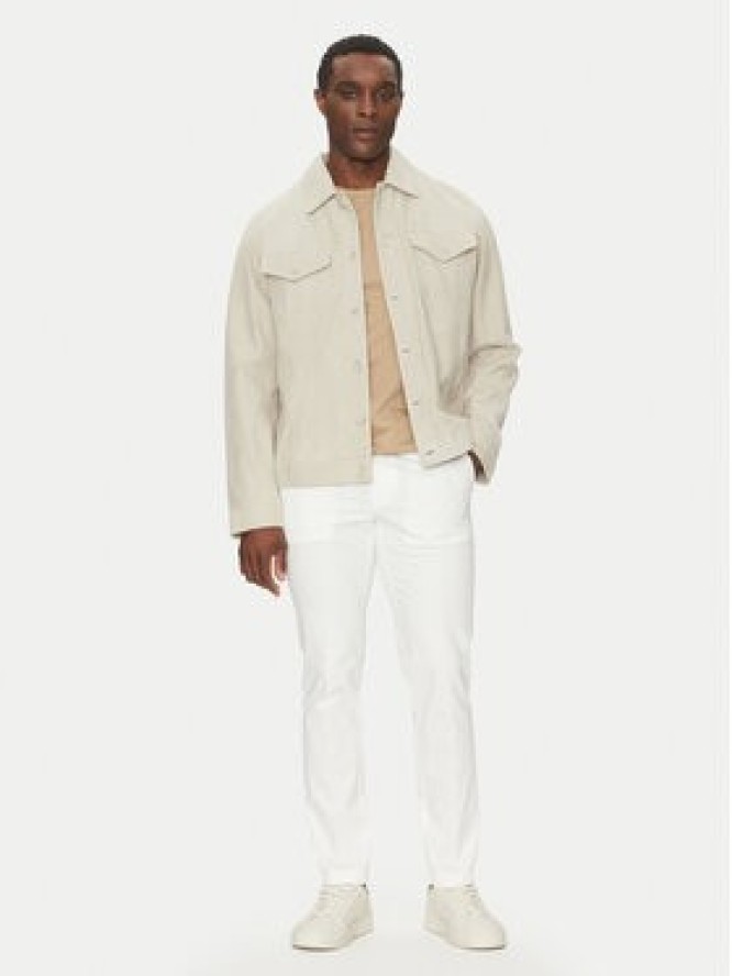 BOSS Kurtka skórzana 50538002 Biały Regular Fit