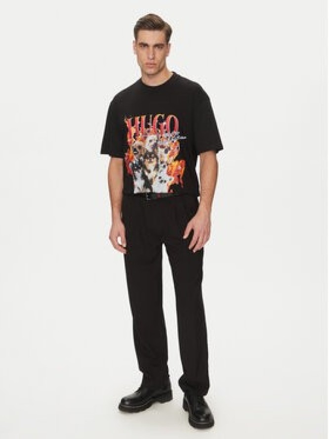 HUGO T-Shirt Dugie 50538259 Czarny Oversize