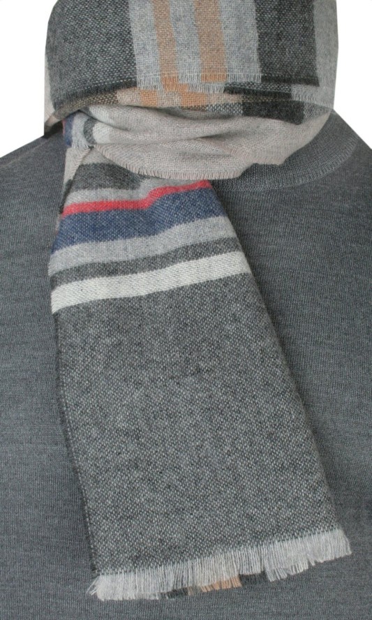 Delikatny i Ciepły Szal z Kaszmiru - V. Fraas - Odcienie Popielu