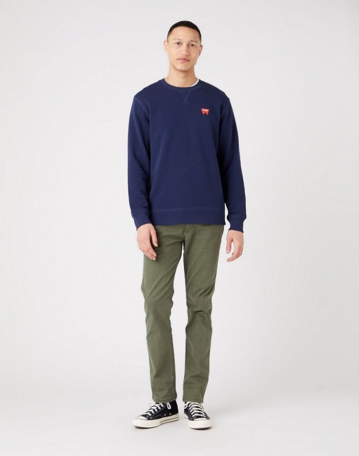 WRANGLER SIGN OFF CREW MĘSKA BLUZA KLASYCZNA LOGO NAVY W661HA114 112320286