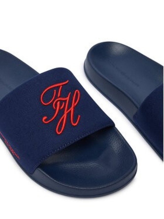 Tommy Hilfiger Klapki Logo Embroidery Canvas FM0FM05858 Granatowy