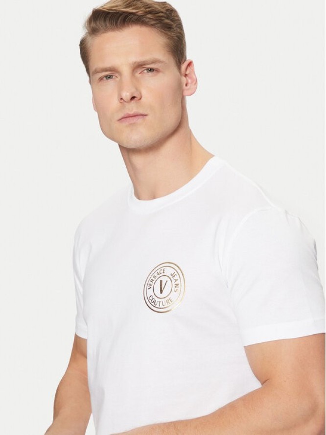 Versace Jeans Couture T-Shirt 78GAHT00 Biały Regular Fit