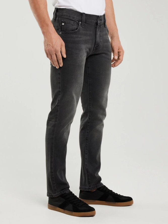 Jeansy męskie dopasowane z przetarciami czarne Martin 953