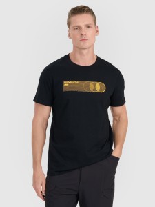 4F T-shirt regular z nadrukiem męski - czarny XXL