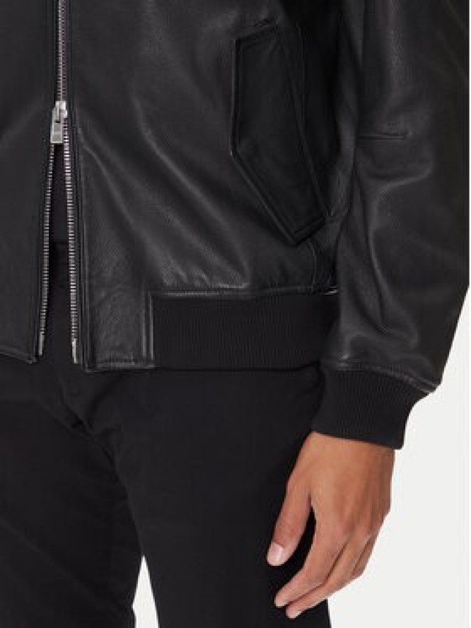 BOSS Kurtka skórzana H-Moiner 50543899 Czarny Regular Fit
