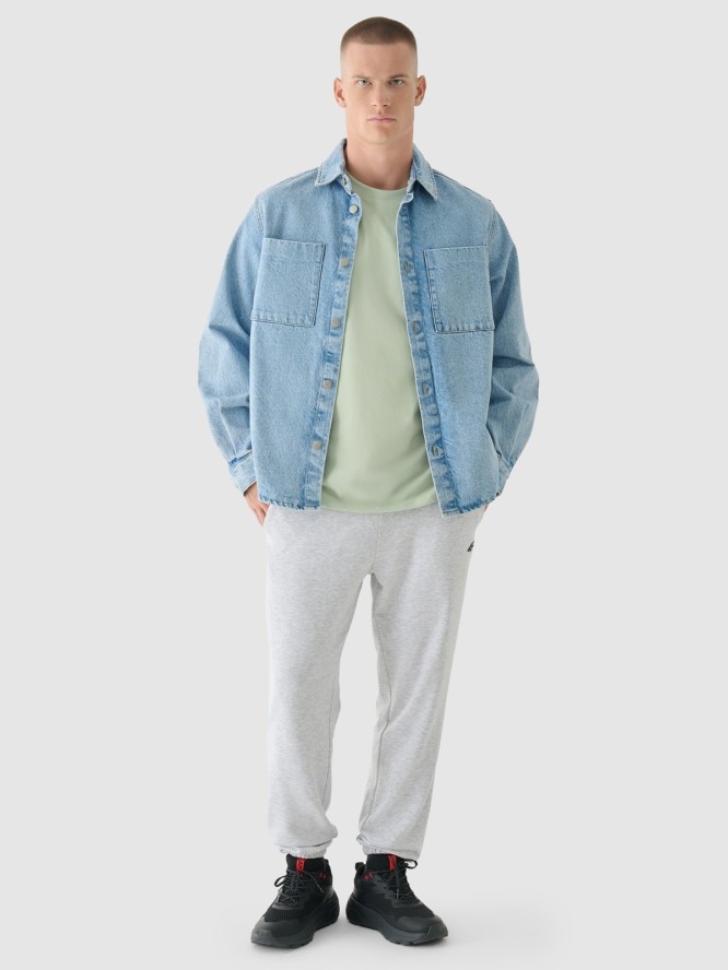 4F T-shirt oversize z nadrukiem męski - oliwkowy S