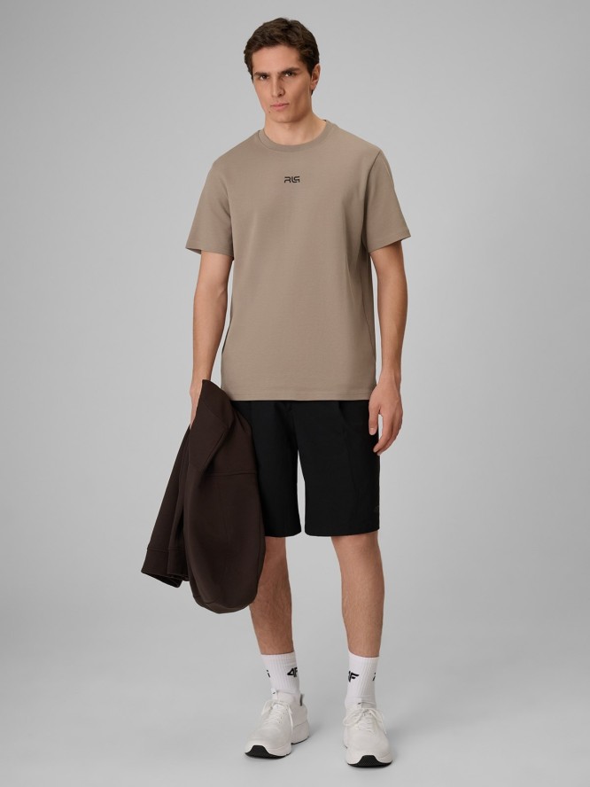 4F T-shirt regular gładki męski 4F x Robert Lewandowski - beżowy XL
