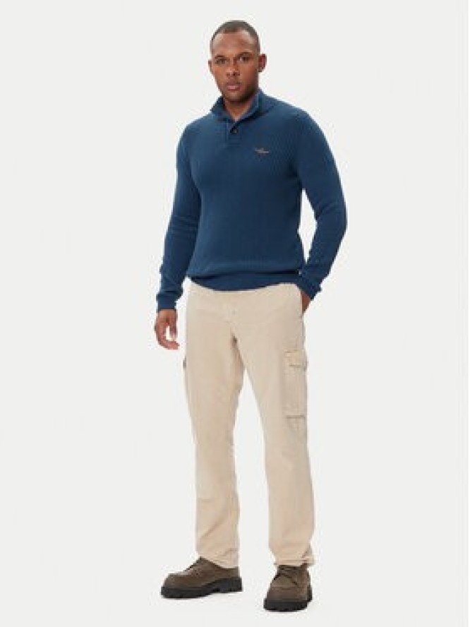 Aeronautica Militare Sweter 252MA1572UL00409 Niebieski Slim Fit
