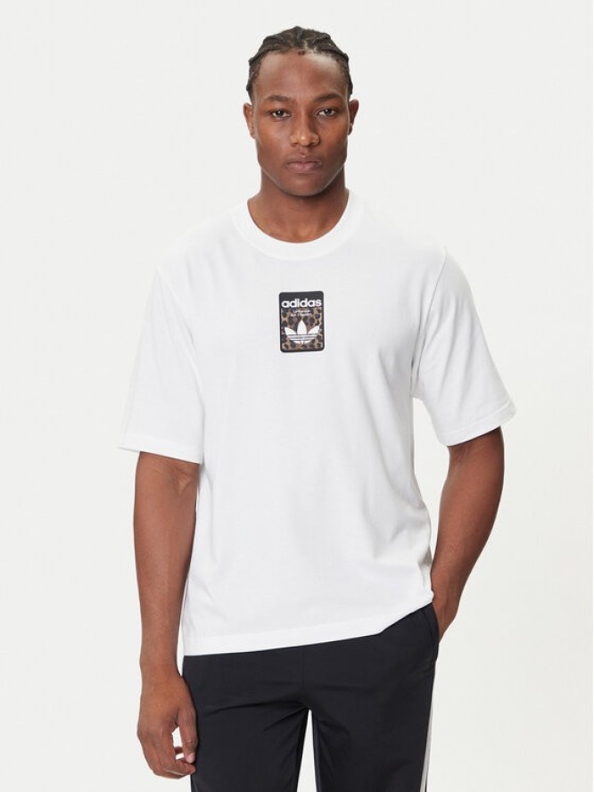 adidas T-Shirt Leo JV7570 Biały Oversize