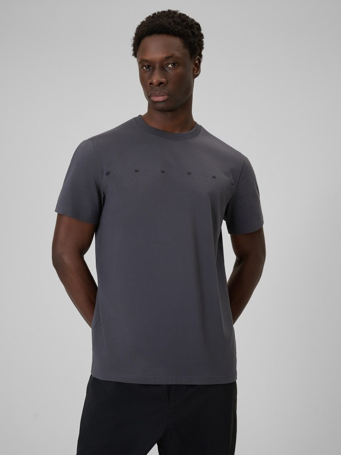 4F T-shirt regular z nadrukiem męski - szary XXL