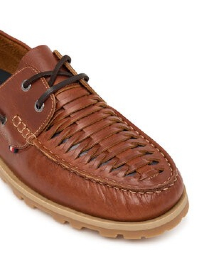 Tommy Hilfiger Półbuty Hilfiger Braided Lth Boat Shoe FM0FM05892 Brązowy