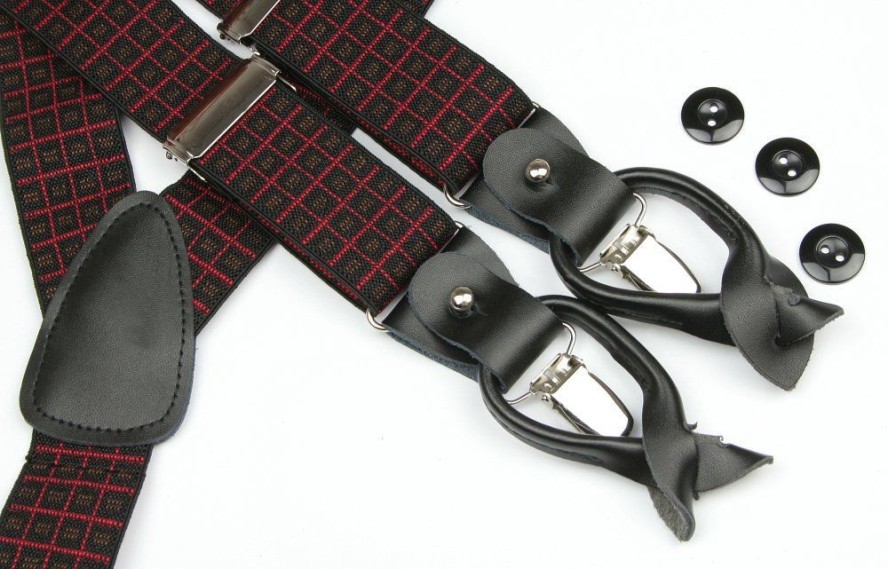 Szelki Klasyczne, Zapięcie na Guziki lub Żabki, Męskie -ALTIES - w Kratę