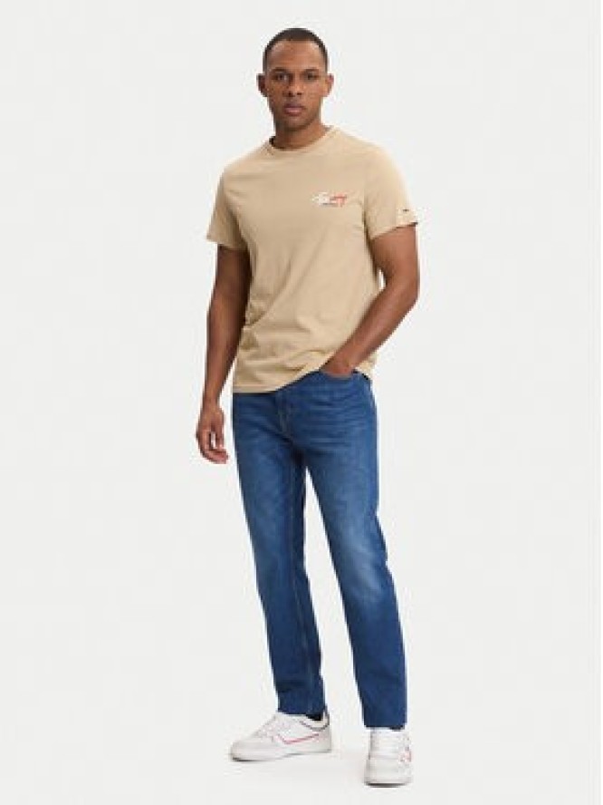 Tommy Jeans T-Shirt DM0DM22538 Beżowy Slim Fit