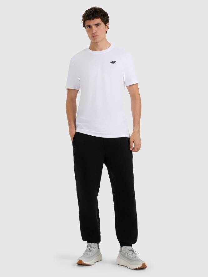 4F T-shirt regular gładki męski - biały S