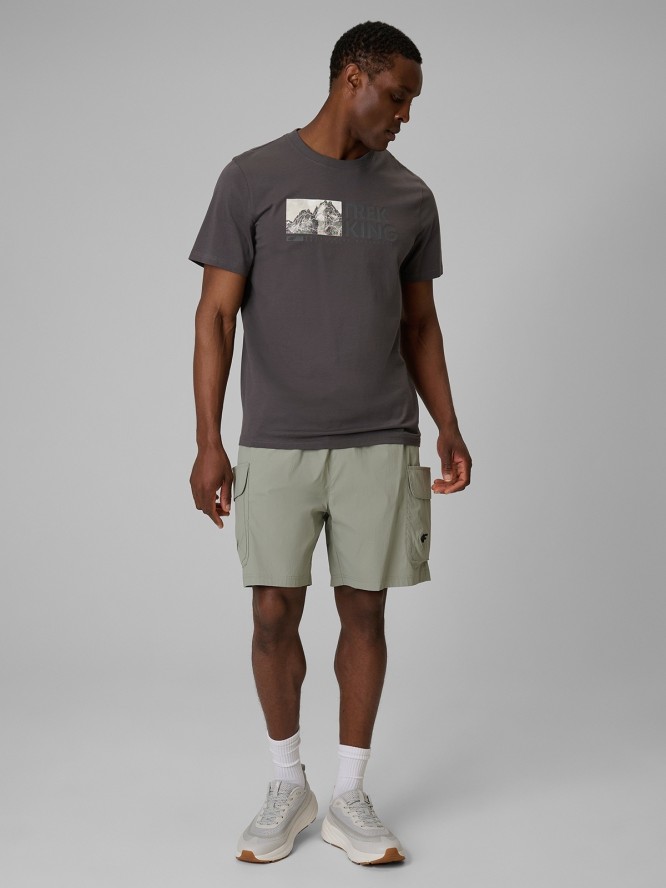 4F T-shirt regular z nadrukiem męski - szary XL