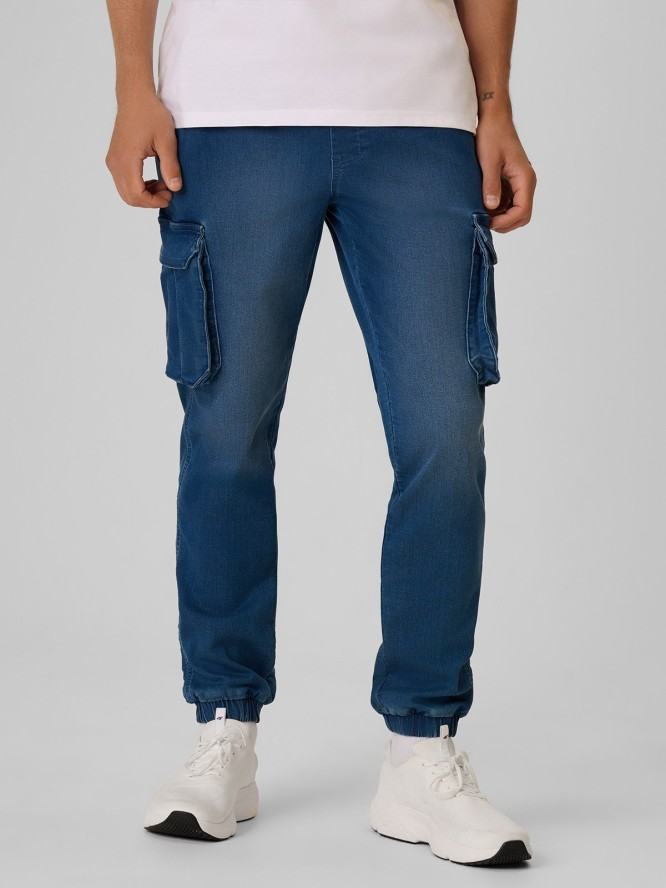 4F Spodnie casual cargo męskie - denim M