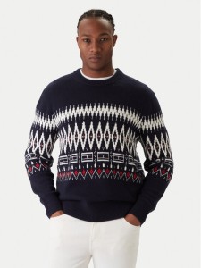 Tommy Hilfiger Sweter Fairisle MW0MW40844 Granatowy Regular Fit