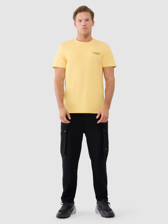 4F T-shirt regular z nadrukiem męski - żółty L