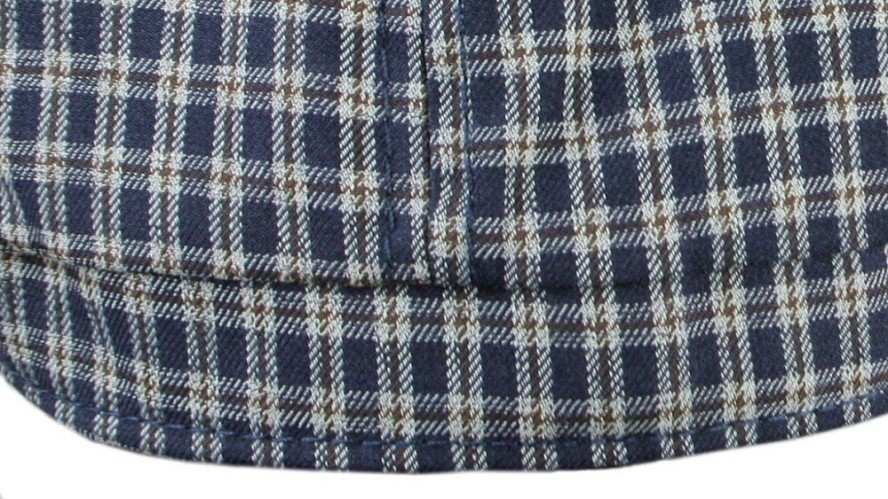 Wiosenno-Letni, Lekki Kaszkiet Męski - Alties - Granatowy, Kratka